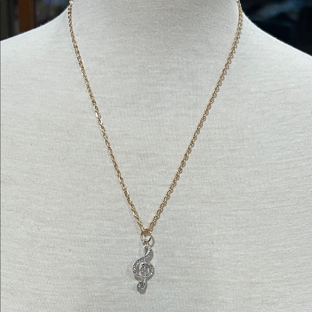Artisan Gold and Silver Music Note Necklace